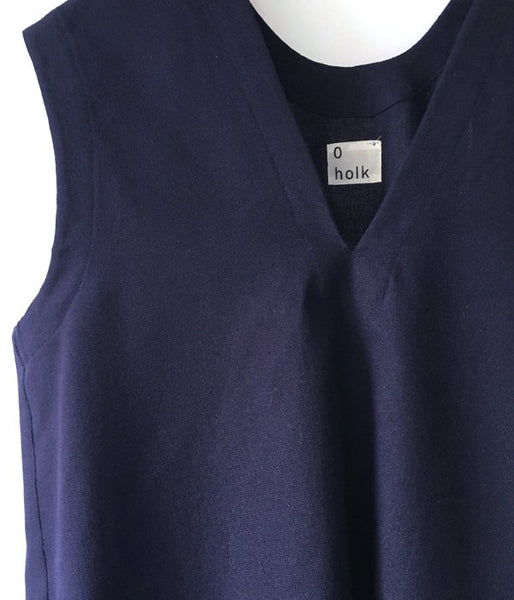 holk/NO SLEEVE DRESS (INKBLUE)