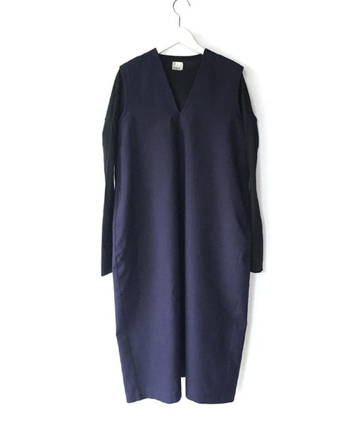 holk/NO SLEEVE DRESS (INKBLUE)