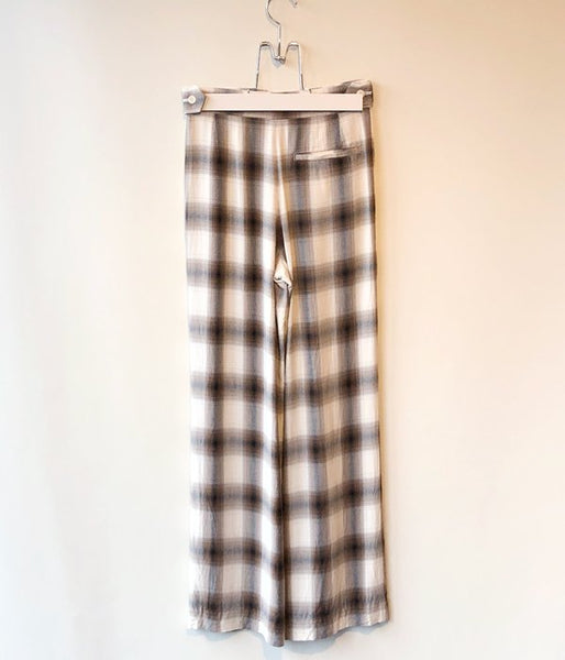 PHEENY/RAYON OMBRE CHECK 2TUCK SLACKS(BROWN)(1)
