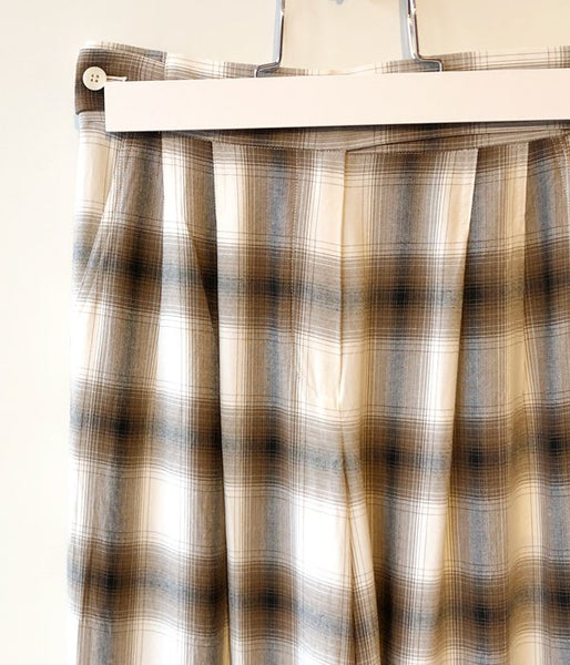 PHEENY/RAYON OMBRE CHECK 2TUCK SLACKS(BROWN)(1)