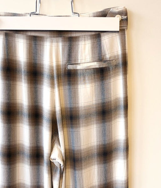 PHEENY/RAYON OMBRE CHECK 2TUCK SLACKS(BROWN)(1)