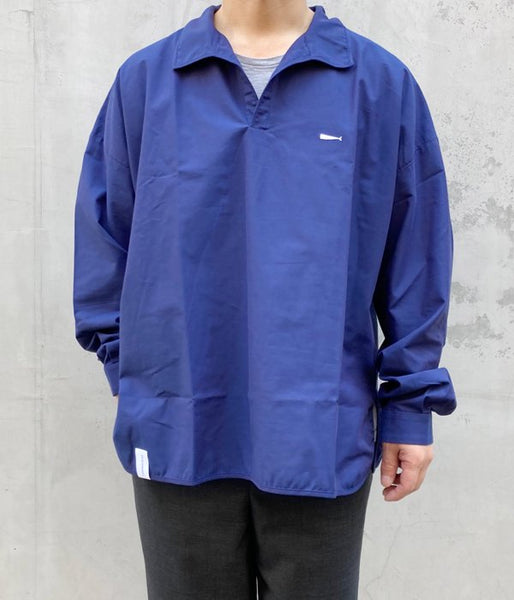 DESCENDANT/SALOON  PULLOVER LS SHIRT (NAVY)