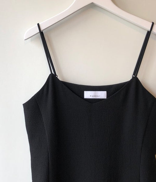 PHEENY/DOBBY CAMISOLE DRESS(BLACK)