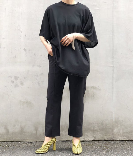 PHEENY/NYLON 4WAY CLOTH EASY SLACKS(BLACK)