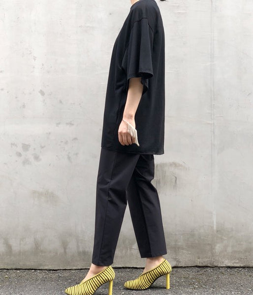 PHEENY/NYLON 4WAY CLOTH EASY SLACKS(BLACK)