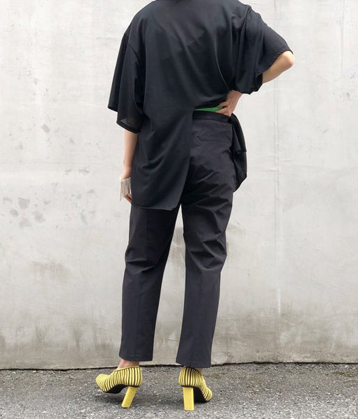 PHEENY/NYLON 4WAY CLOTH EASY SLACKS(BLACK)