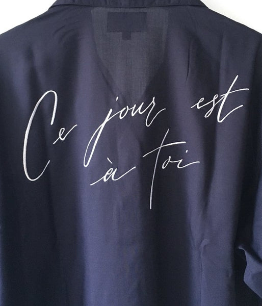 DESCENDANT/ACHIEVE RAYON SS SHIRT (NAVY)