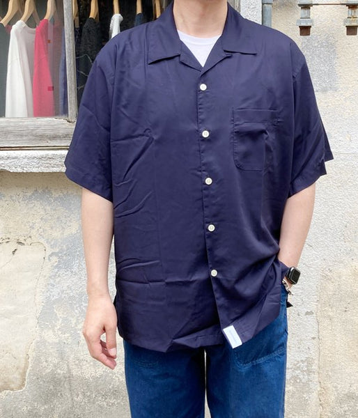 DESCENDANT/ACHIEVE RAYON SS SHIRT (NAVY)