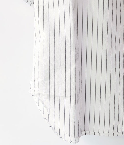MHL./WASHED STRIPE COTTON SS SHIRT (WHITE)