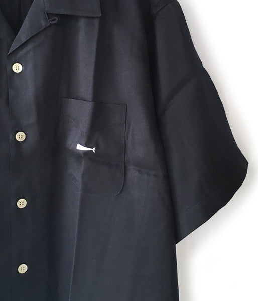 DESCENDANT/PIER SATIN SS SHIRT (NAVY)