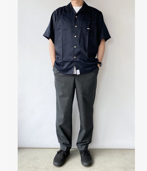 DESCENDANT/PIER SATIN SS SHIRT (NAVY)