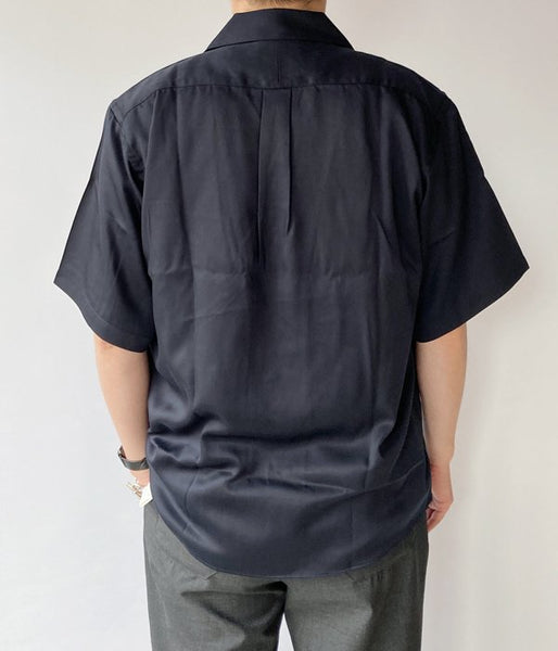 DESCENDANT/PIER SATIN SS SHIRT (NAVY)