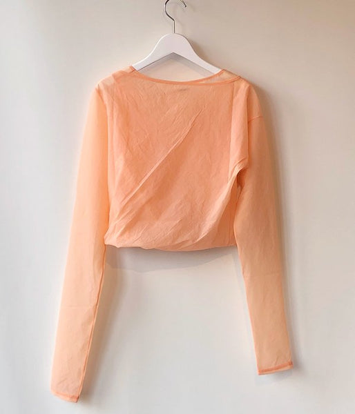 FUMIKA_UCHIDA/Stretch Taffeta/LAYERED CROPPED TOP(ORANGE)