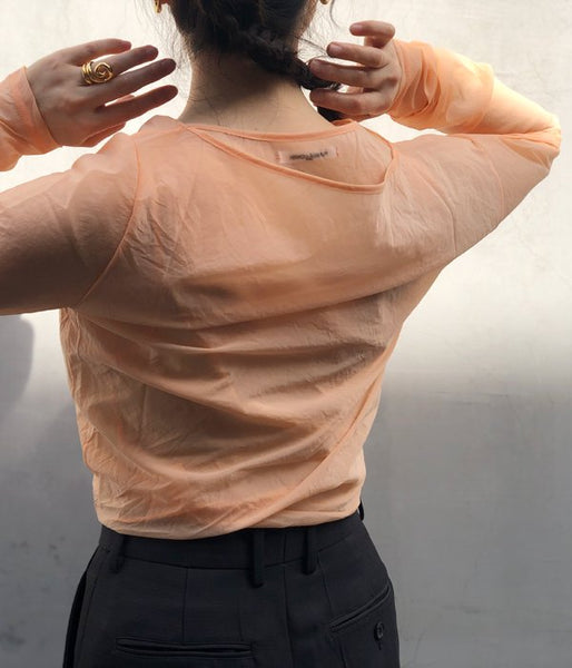 FUMIKA_UCHIDA/Stretch Taffeta/LAYERED CROPPED TOP(ORANGE)