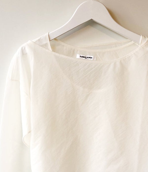 FUMIKA_UCHIDA/Stretch Taffeta/LAYERED CROPPED TOP(WHITE)