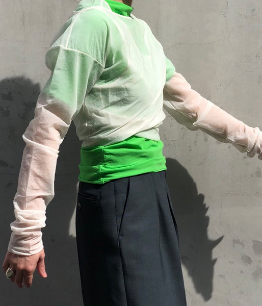FUMIKA_UCHIDA/Stretch Taffeta/LAYERED CROPPED TOP(WHITE)