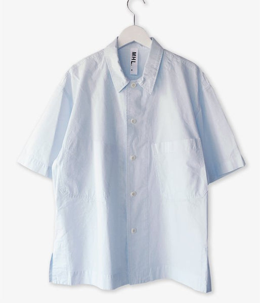 MHL./HIGH TWISTED COTTON POPLIN SS SHIRT (BLUE)