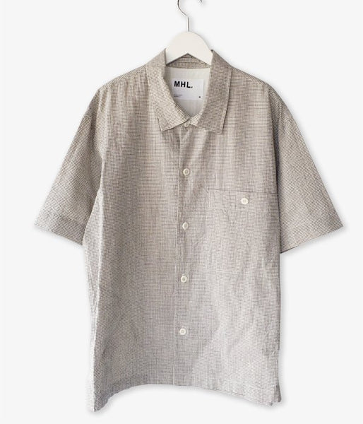 MHL./NATURAL WASHED COTTON LINEN SS SHIRT (BLACK)