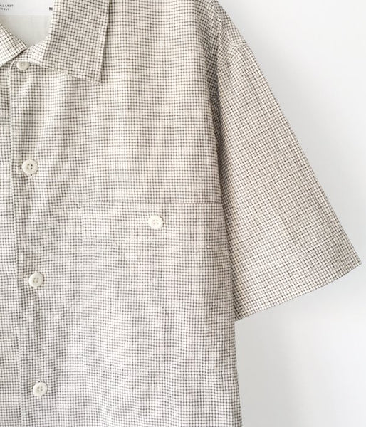 MHL./NATURAL WASHED COTTON LINEN SS SHIRT (BLACK)