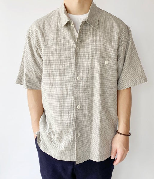 MHL./NATURAL WASHED COTTON LINEN SS SHIRT (BLACK)