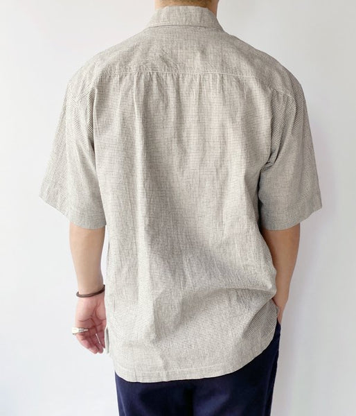 MHL./NATURAL WASHED COTTON LINEN SS SHIRT (BLACK)