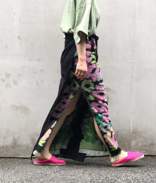 FUMIKA_UCHIDA/Pile/FLORAL WRAP SKIRT(BLACK)
