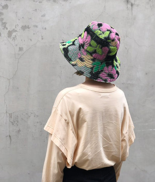 FUMIKA_UCHIDA/Pile/FLORAL REVERSIBLE BUCKET HAT(BLACK)