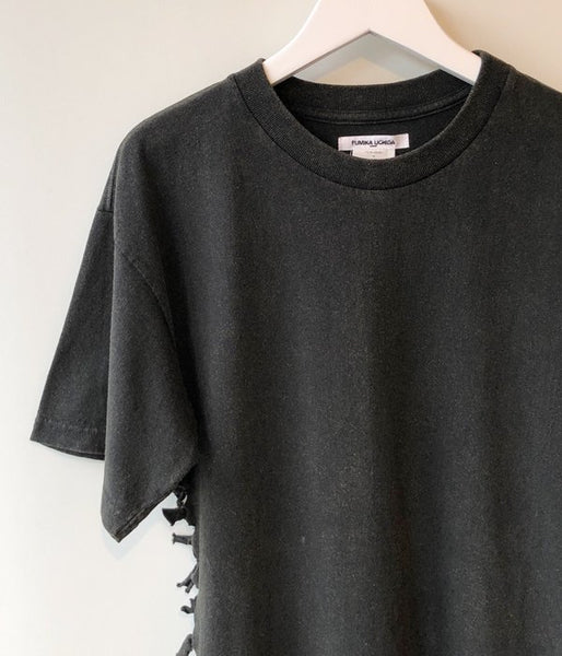 FUMIKA_UCHIDA/OVERDYED SIDE SHIRRING TEE(BLACK)