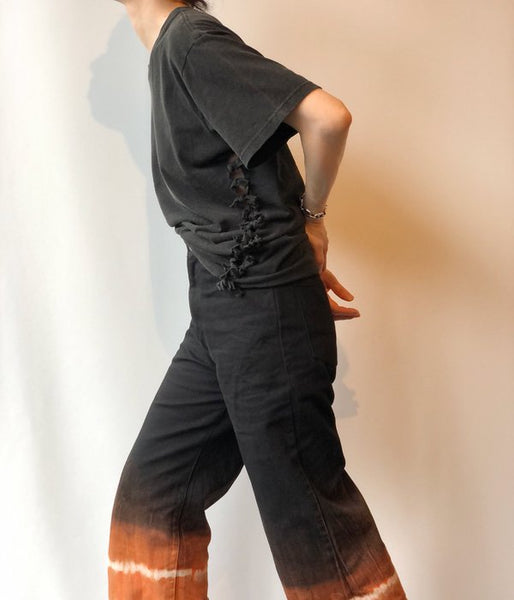 FUMIKA_UCHIDA/OVERDYED SIDE SHIRRING TEE(BLACK)