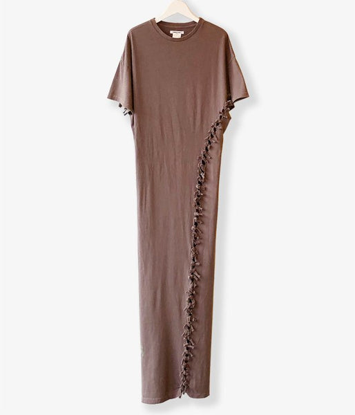 FUMIKA_UCHIDA/OVERDYED SIDE SHIRRING ASYMMETRY DRESS(PURPLE)