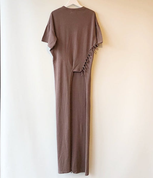 FUMIKA_UCHIDA/OVERDYED SIDE SHIRRING ASYMMETRY DRESS(PURPLE)