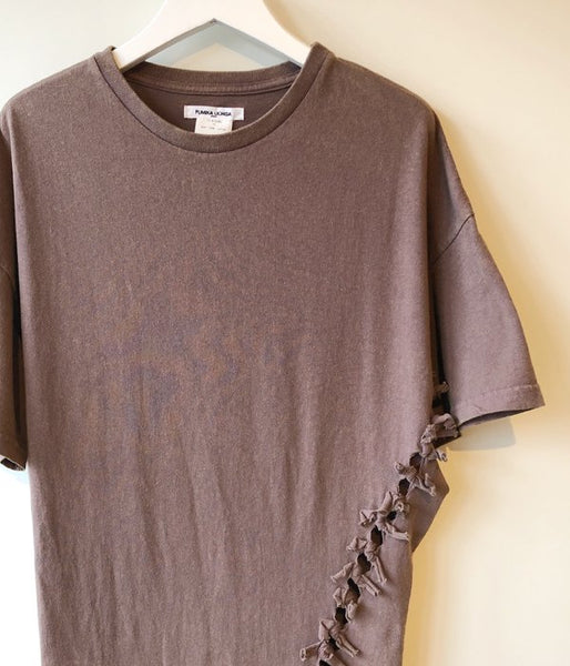 FUMIKA_UCHIDA/OVERDYED SIDE SHIRRING ASYMMETRY DRESS(PURPLE)