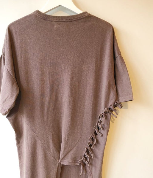 FUMIKA_UCHIDA/OVERDYED SIDE SHIRRING ASYMMETRY DRESS(PURPLE)