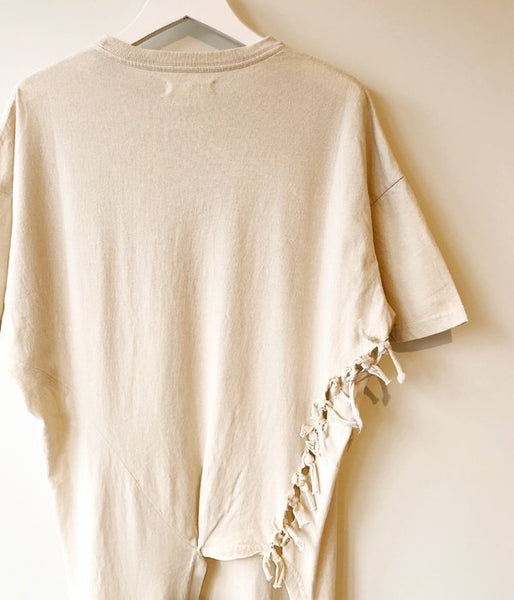 FUMIKA_UCHIDA/OVERDYED SIDE SHIRRING ASYMMETRY DRESS(OFFWHITE)