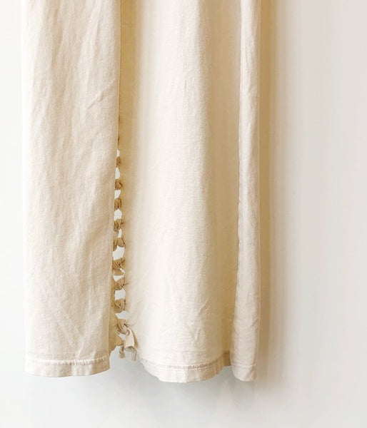 FUMIKA_UCHIDA/OVERDYED SIDE SHIRRING ASYMMETRY DRESS(OFFWHITE)