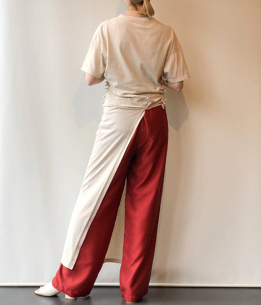 FUMIKA_UCHIDA/OVERDYED SIDE SHIRRING ASYMMETRY DRESS(OFFWHITE)