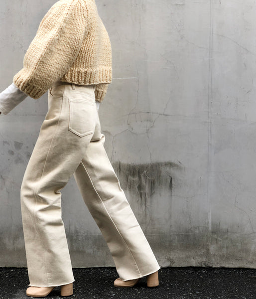 FUMIKA_UCHIDA/Bonding Denim/WIDE STRAGIHT PANTS(KINARI/WHT/size34)