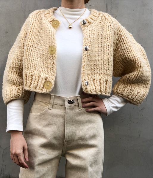 FUMIKA_UCHIDA/Wool Hand Knitted/CROPPED CARDIGAN(VANILLA/size36)
