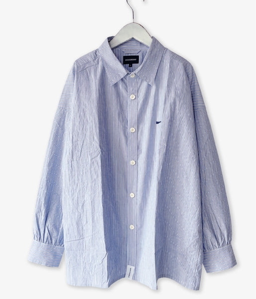 DESCENDANT/OCEAN STRIPE LS SHIRT FULL SIZE (BLUE)