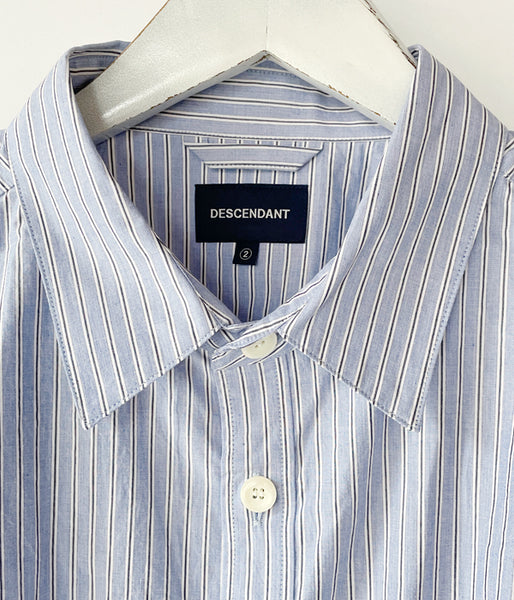DESCENDANT/OCEAN STRIPE LS SHIRT FULL SIZE (BLUE)