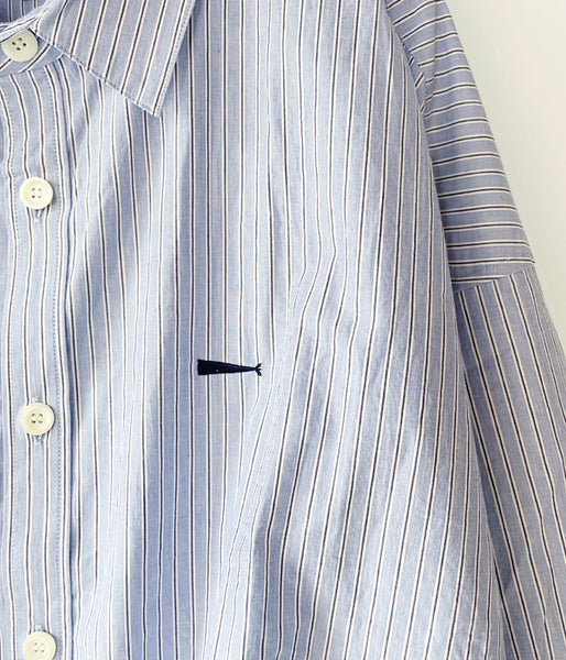 DESCENDANT/OCEAN STRIPE LS SHIRT FULL SIZE (BLUE)