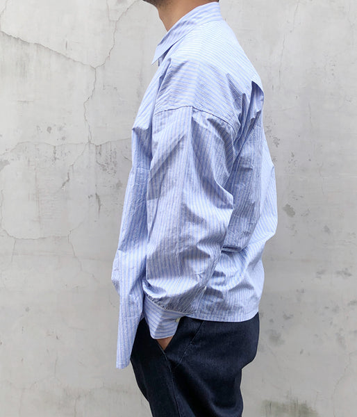 DESCENDANT/OCEAN STRIPE LS SHIRT FULL SIZE (BLUE)