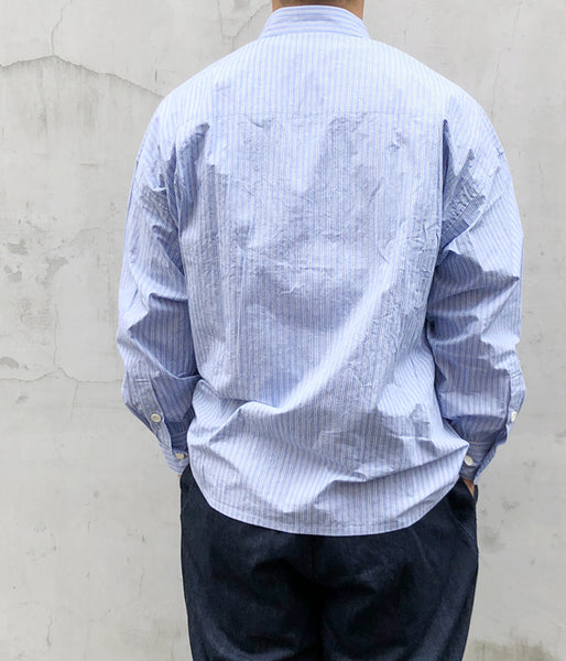 DESCENDANT/OCEAN STRIPE LS SHIRT FULL SIZE (BLUE)