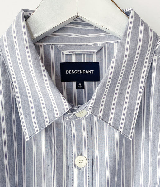 DESCENDANT/OCEAN STRIPE LS SHIRT FULL SIZE (NAVY)