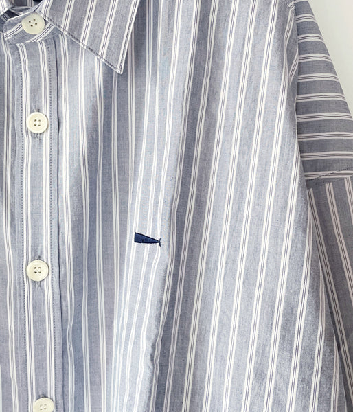 DESCENDANT/OCEAN STRIPE LS SHIRT FULL SIZE (NAVY)