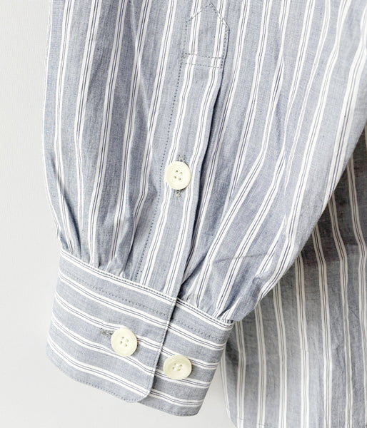 DESCENDANT/OCEAN STRIPE LS SHIRT FULL SIZE (NAVY)