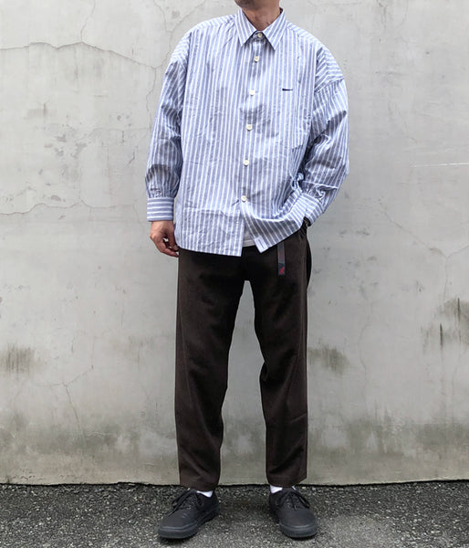 DESCENDANT/OCEAN STRIPE LS SHIRT FULL SIZE (NAVY)