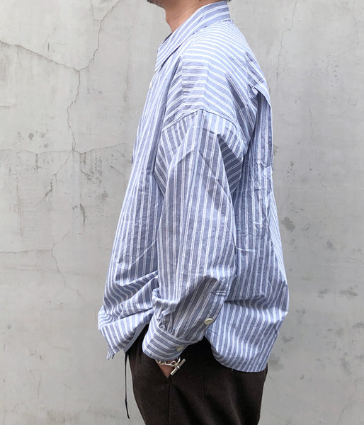 DESCENDANT/OCEAN STRIPE LS SHIRT FULL SIZE (NAVY)