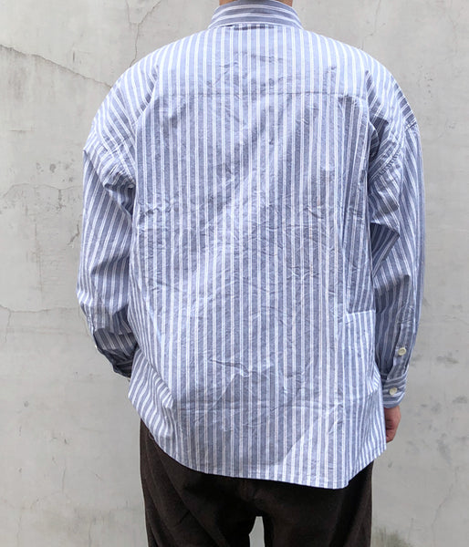 DESCENDANT/OCEAN STRIPE LS SHIRT FULL SIZE (NAVY)