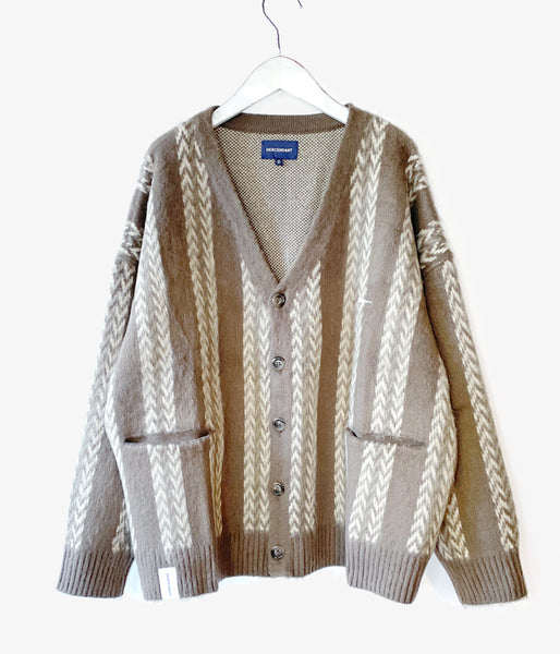 DESCENDANT/NURSE KNIT STRIPE CARDIGAN (BEIGE)